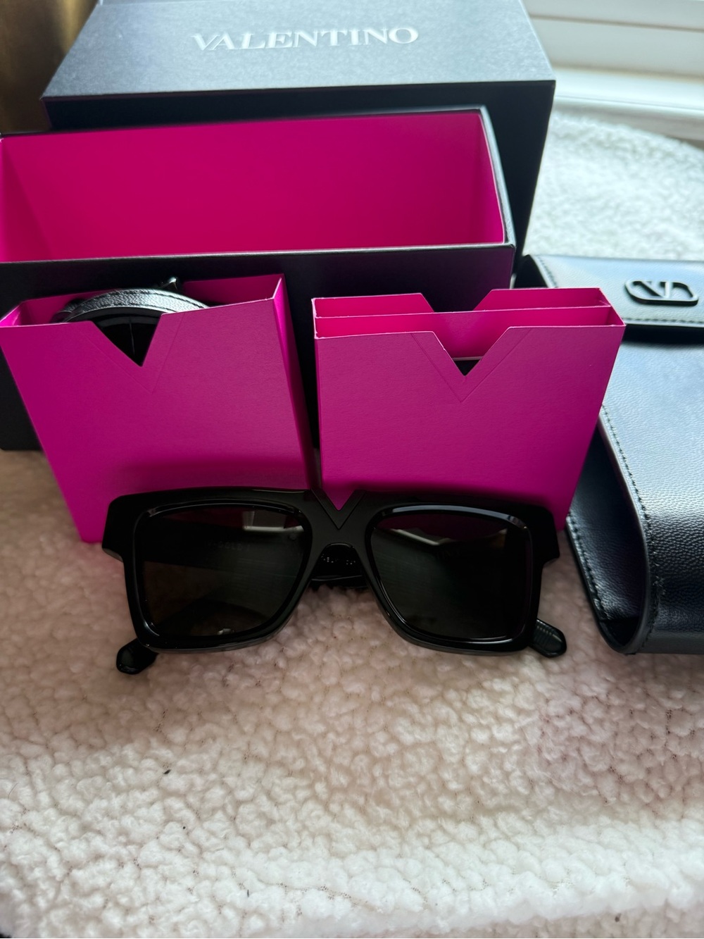 Valentino Black Square-Frame Sunglasses